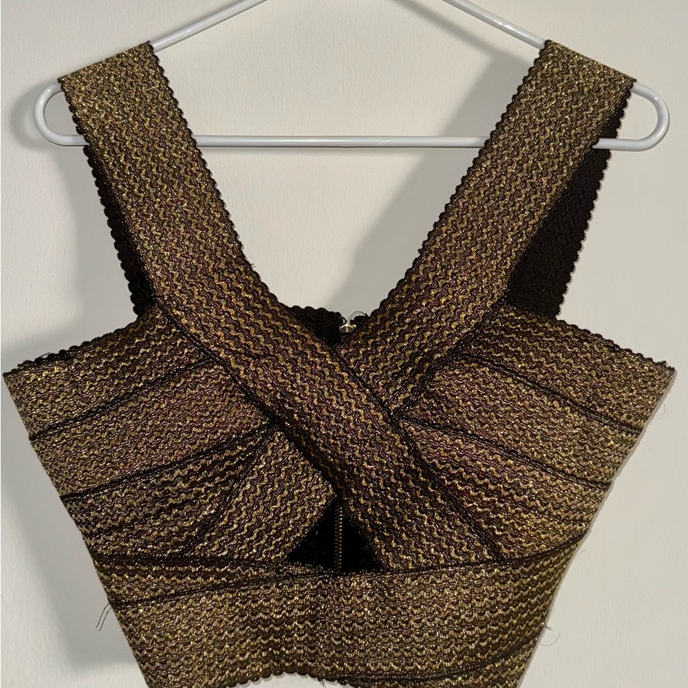 Charlotte Russe Gold and Black Crop Top